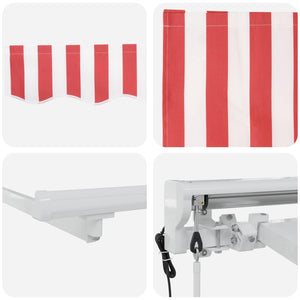 Elektrische Markise, Ausziehbar, 5x3,5m, Rot/Weiß