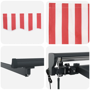 Elektrische Markise 5x3,5m Rot/Weiß/Anthrazit