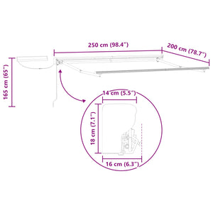 Elektrische Markise, Ausziehbar, 2,5x2m, Weiß/Anthrazit