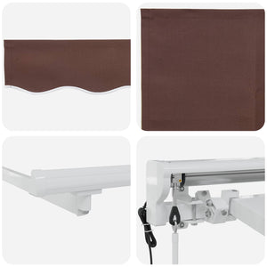 Elektrische Markise, Ausziehbar, 2,5x2m, Braun/Weiß