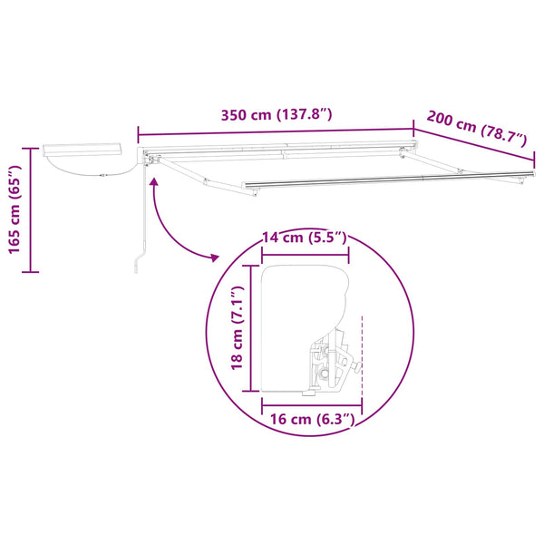 vidaXL Store banne électrique extensible Crème et blanc 3,5 x 2 m