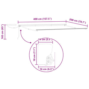 Elektrische Markise, Ausziehbar, 4x2m, Rot/Weiß