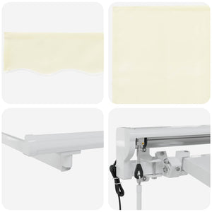vidaXL Auvent électrique rétractable crème et blanc 3 x 2,5 m