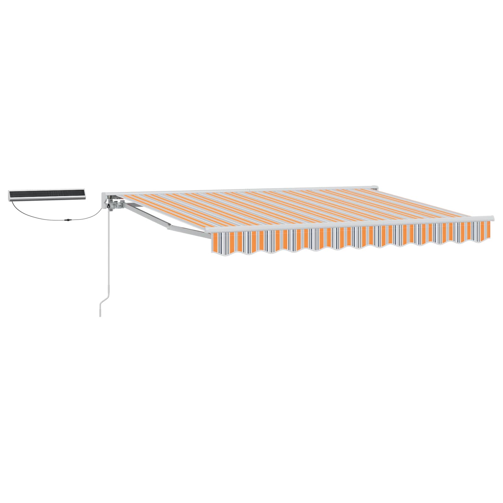 Elektrische Markise, Ausziehbar, 3,5x2,5m, Blau/Orange/Weiß