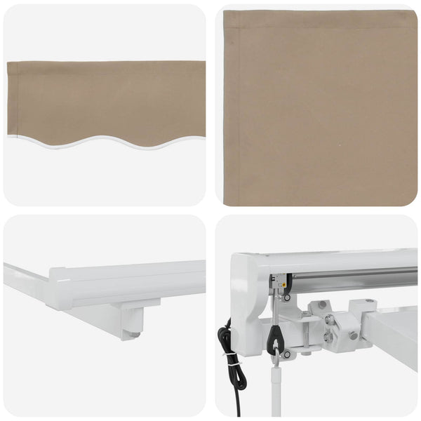 Elektrische Markise, Ausziehbar, 4,5x3m, Beige/Weiß