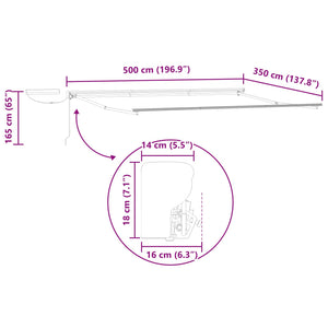 Elektrische Markise Braun/Weiß 5x3,5 m