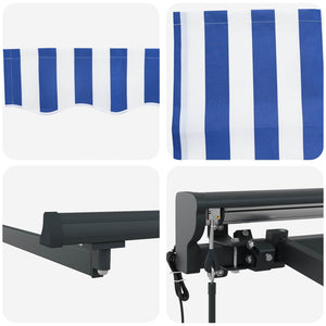 Elektrische Markise, Ausziehbar, 2,5x2m, Blau/Weiß/Anthrazit