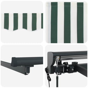 Elektrische Markise 4x3m, Grün/Weiß/Anthrazit