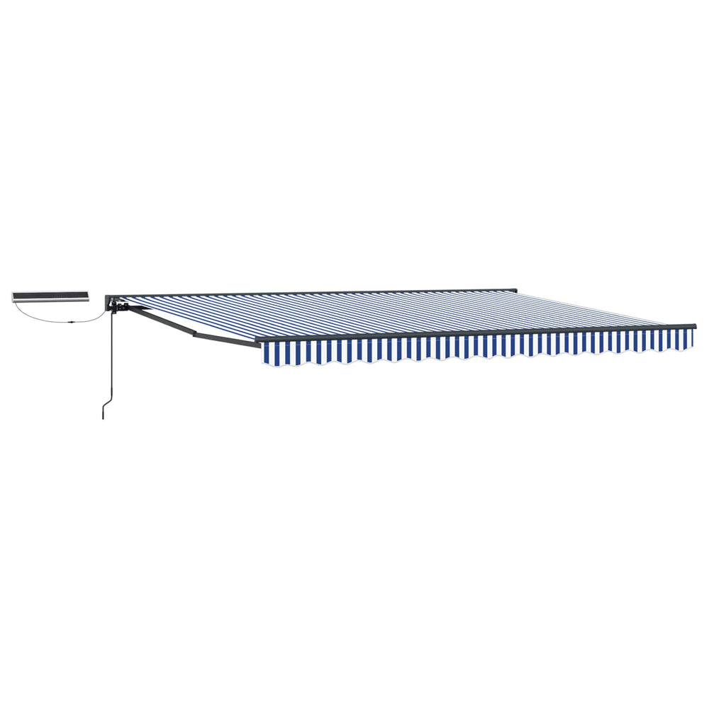 Elektrische Markise 4,5x3m, Blau/Weiß/Anthrazit