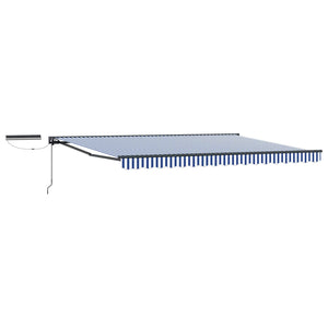 Elektrische Markise 5x3m, Ausziehbar, Blau/Weiß/Anthrazit