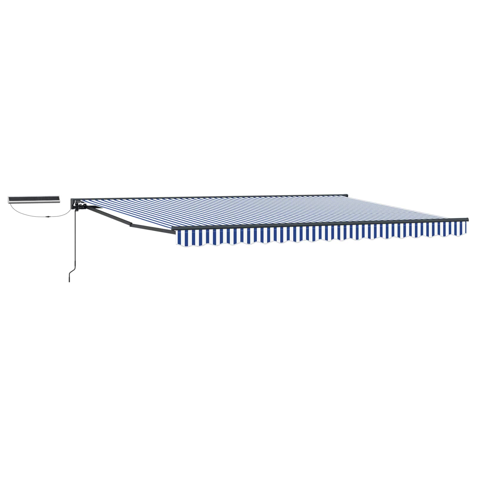 Elektrische Markise 5x3m, Ausziehbar, Blau/Weiß/Anthrazit
