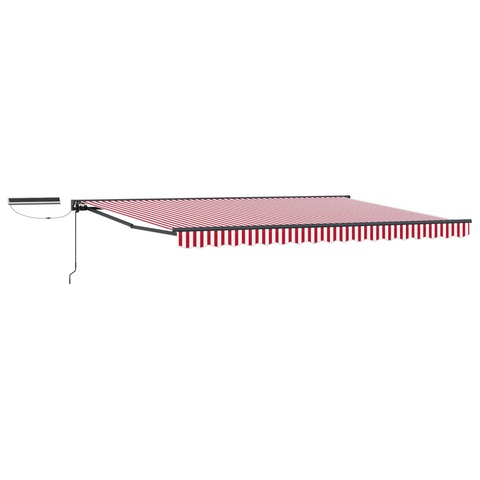 Elektrische Markise 5x3m, Rot/Weiß/Anthrazit