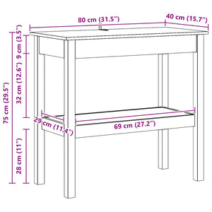 Konsolentisch Wachsbraun Kiefer Massivholz 80cm