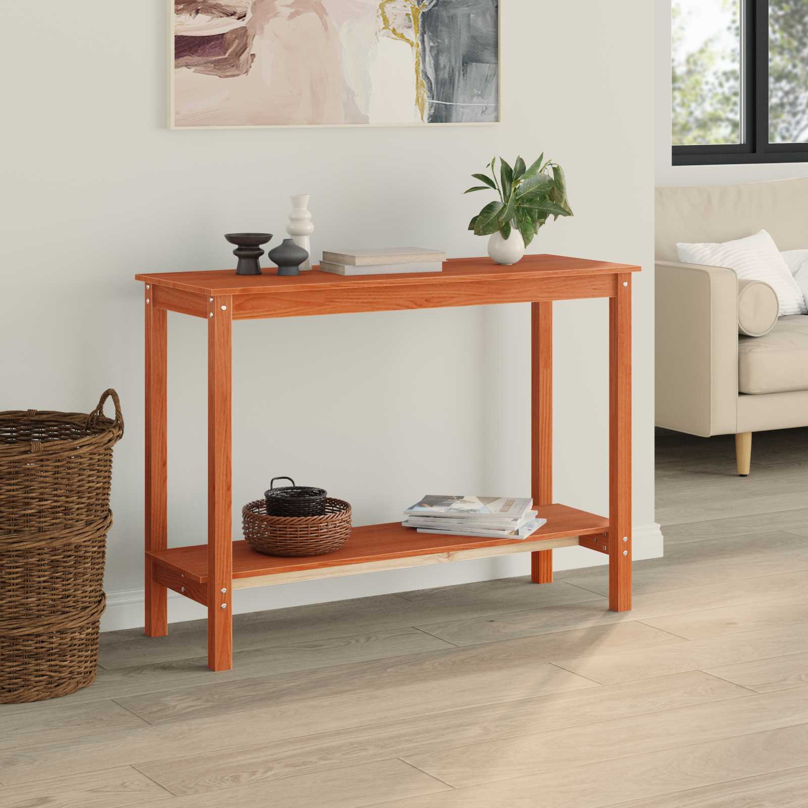 Konsolentisch Wachsbraun Kiefer Massivholz 110cm