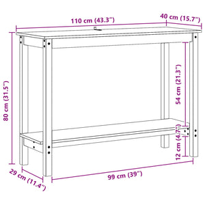 Konsolentisch Wachsbraun Kiefer Massivholz 110cm