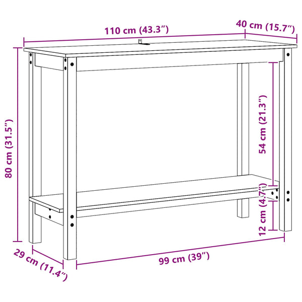 Konsolentisch Wachsbraun Kiefer Massivholz 110cm