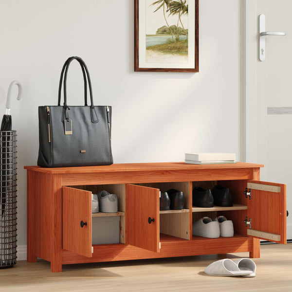 Schuhschrank Kiefer Massivholz Wachsbraun