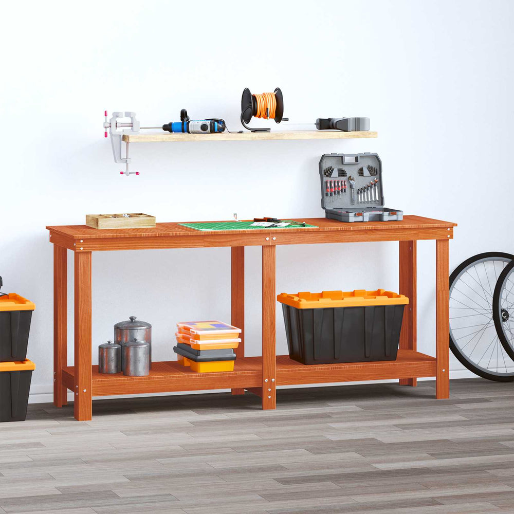 Werkbank Kiefer Massivholz Wachsbraun 180cm