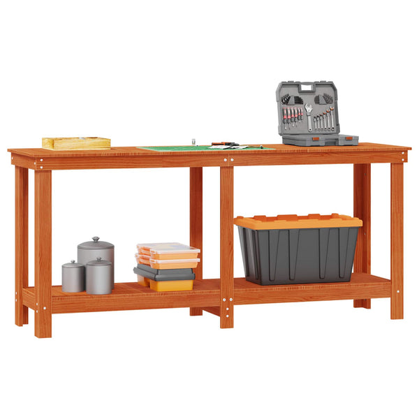 Werkbank Kiefer Massivholz Wachsbraun 180cm