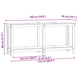 Werkbank Kiefer Massivholz Wachsbraun 180cm