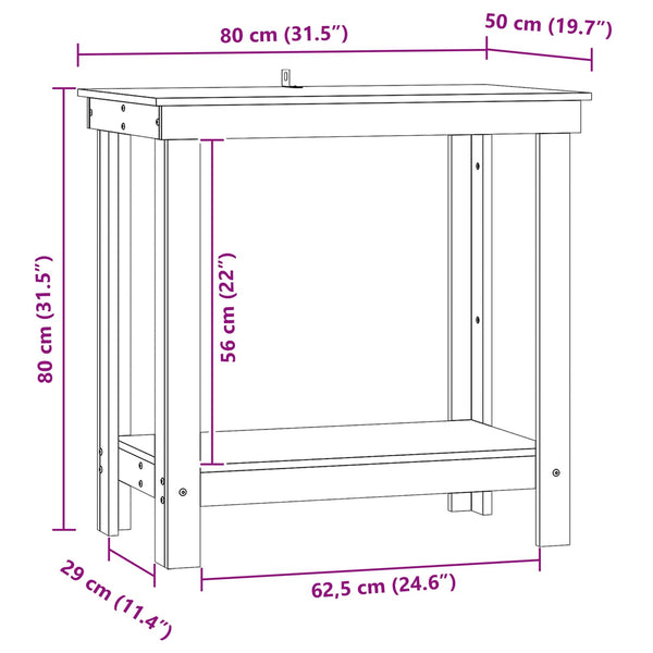 Werkbank Kiefer Massivholz Wachsbraun 80cm