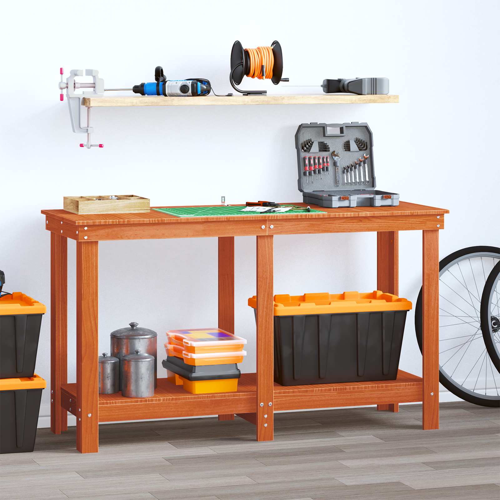 Werkbank Kiefer Massiv Wachsbraun 140cm