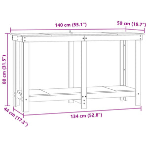 Werkbank Kiefer Massiv Wachsbraun 140cm
