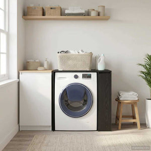 Waschmaschinenschrank Schwarz Eiche 87x60x89 cm