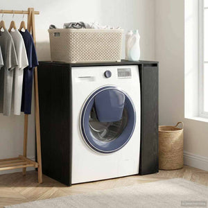Waschmaschinenschrank Schwarz Eiche 87x60x89 cm