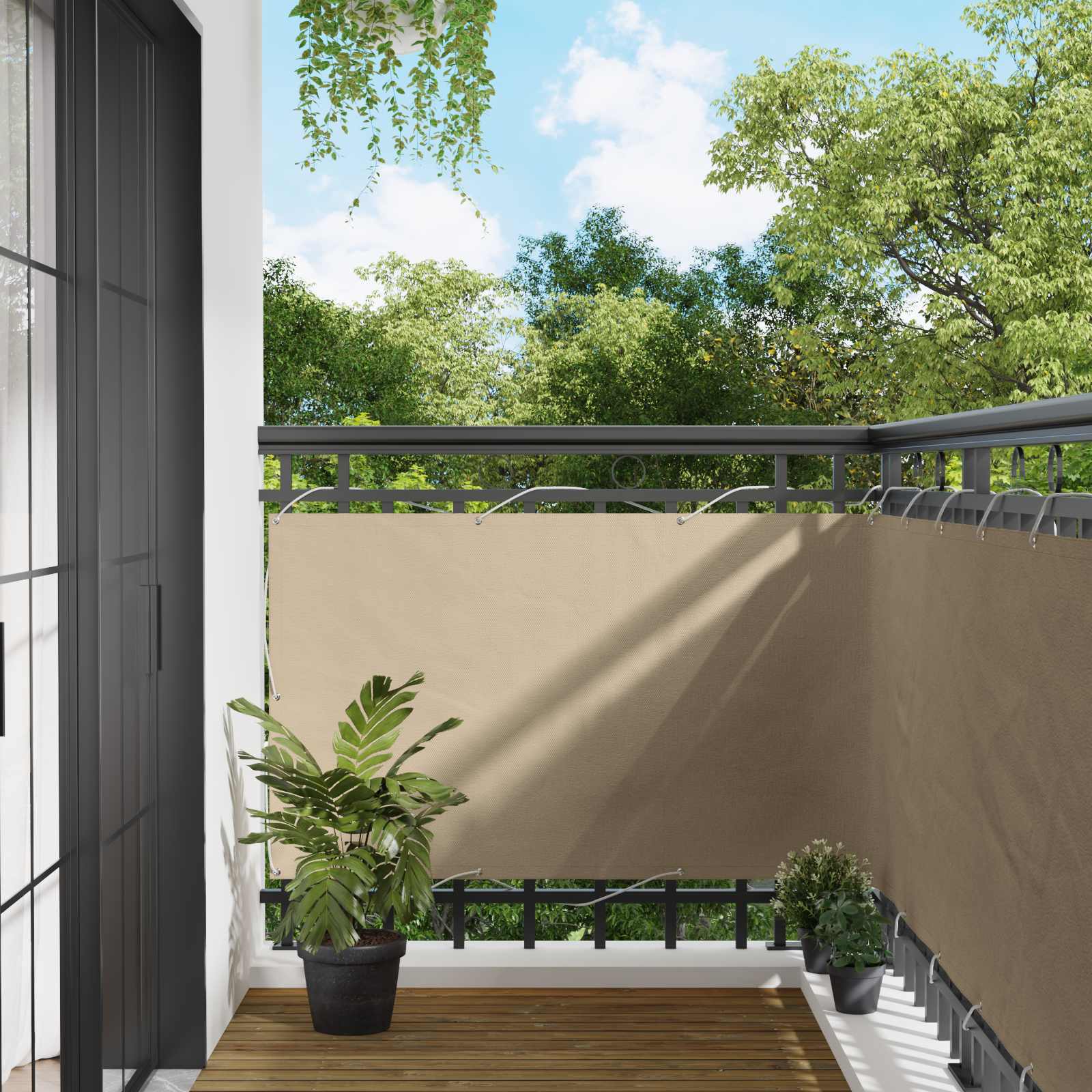Beiger Balkonsichtschutz 100x500cm Oxford-Gewebe