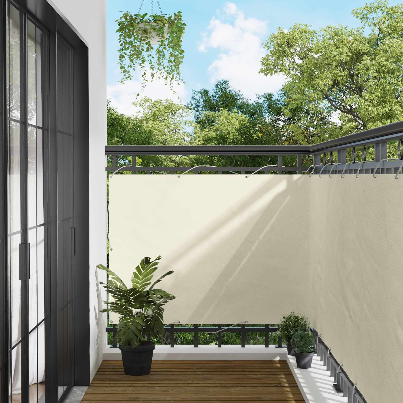 Balkonsichtschutz Creme Oxford-Stoff 110x400cm