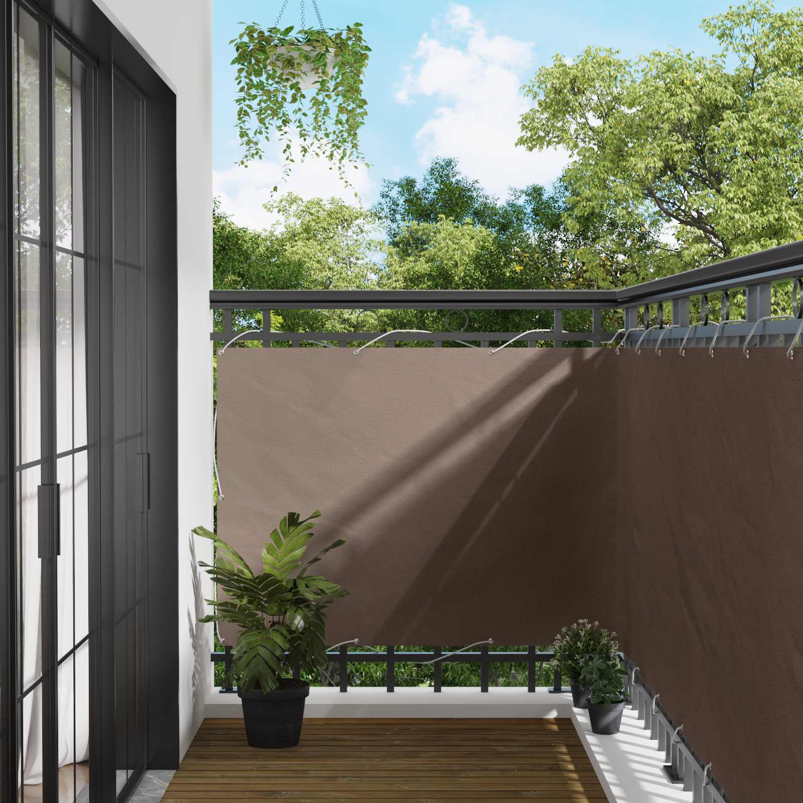 Balkonsichtschutz Taupe Oxford-Stoff 110x600cm