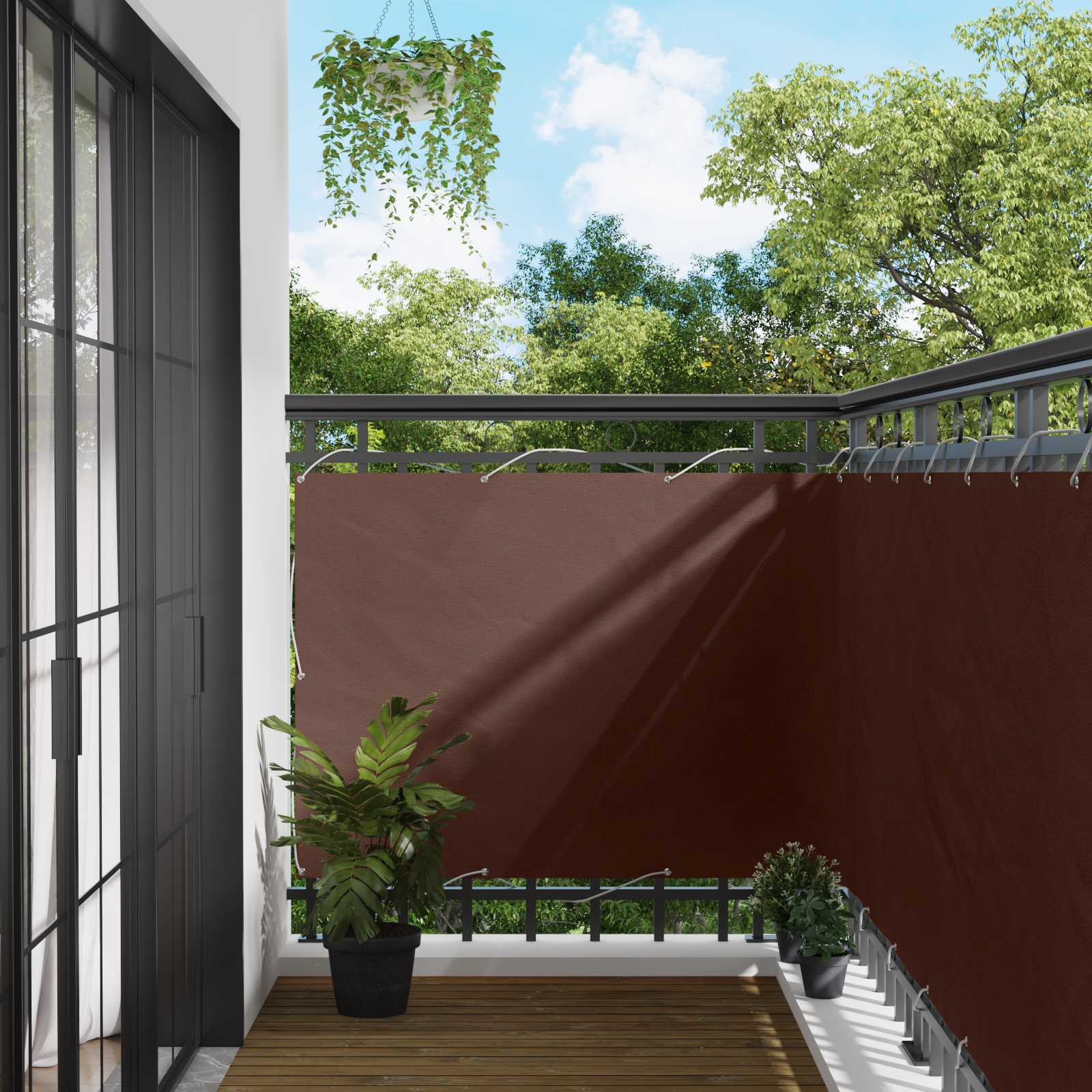 Balkonsichtschutz Braun 120x200cm Oxford Stoff