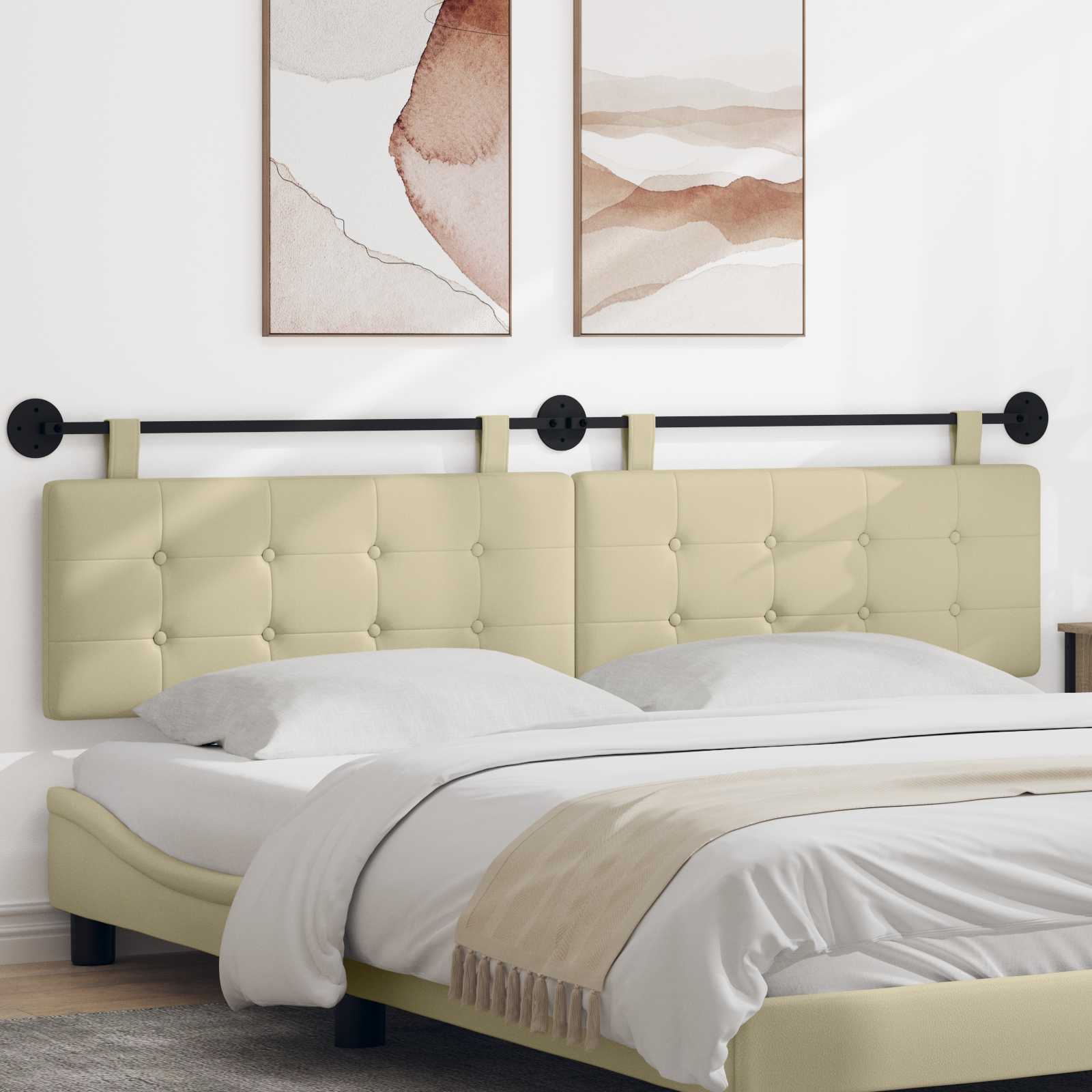 vidaXL Hanging Headboard Cream Faux Leather