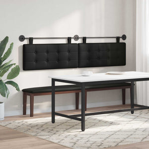 vidaXL Wall-Mounted Headboard Black Artificial Leather