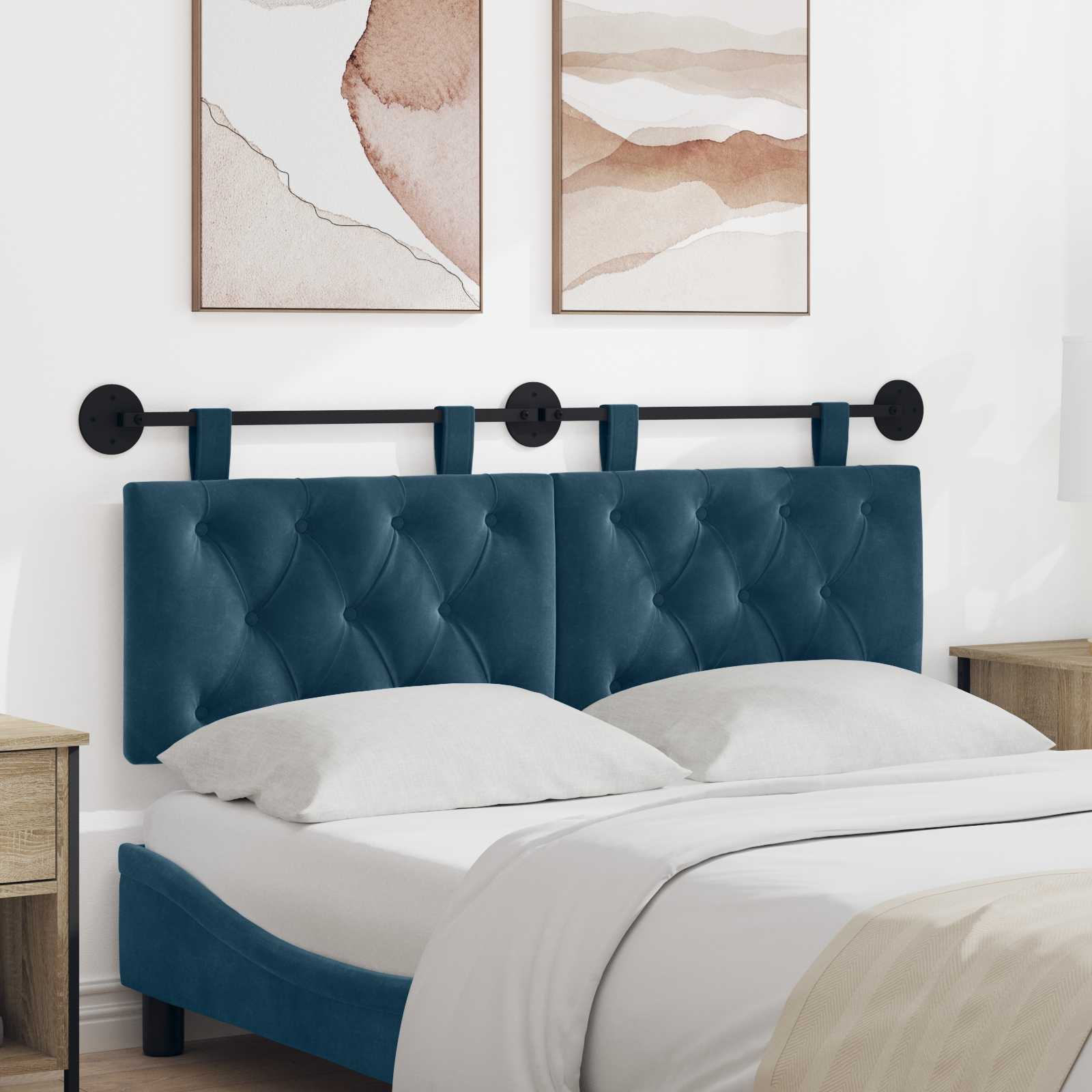 vidaXL Tête de lit suspendue velours bleu