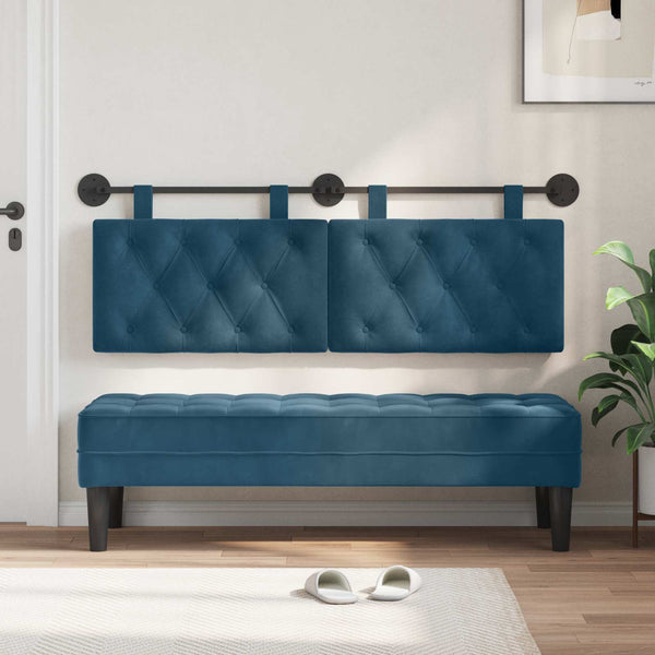 vidaXL Tête de lit suspendue velours bleu