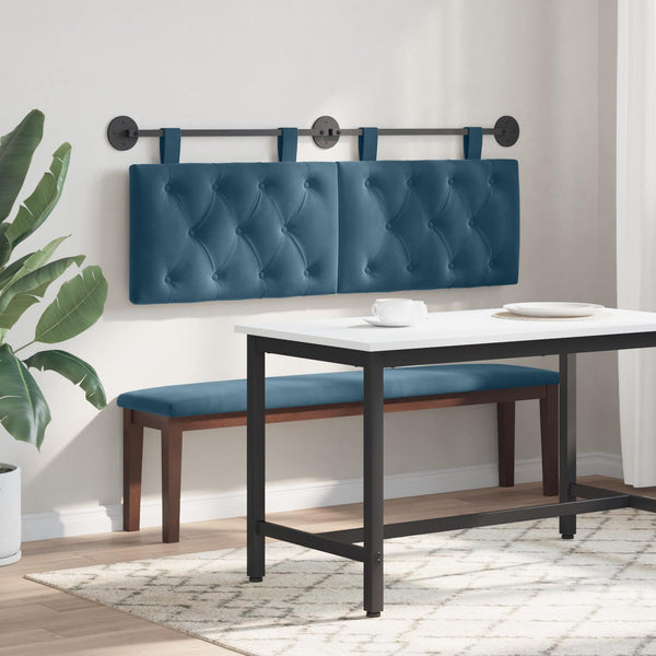 vidaXL Tête de lit suspendue velours bleu