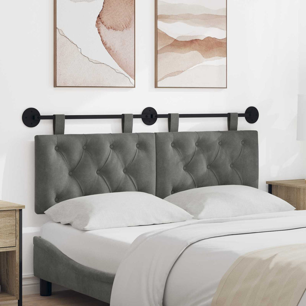 vidaXL Wall-Mounted Headboard Dark Grey Velvet
