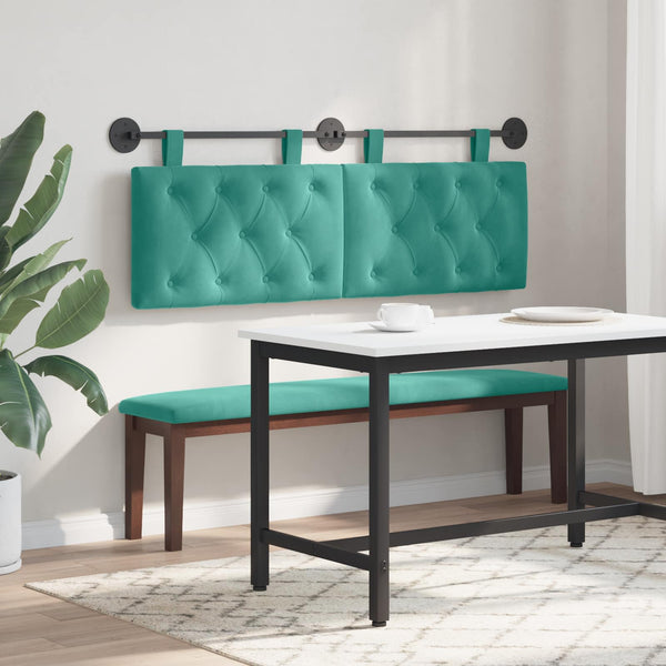vidaXL Hanging Headboard Turquoise Velvet