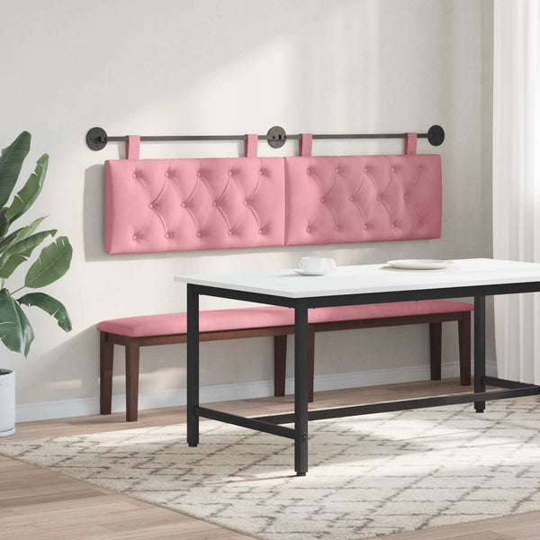 vidaXL Wall-Mounted Headboard Pink Velvet