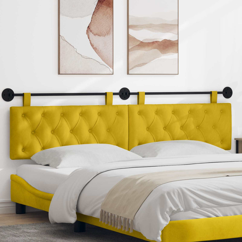 vidaXL Hanging Headboard Yellow Velvet