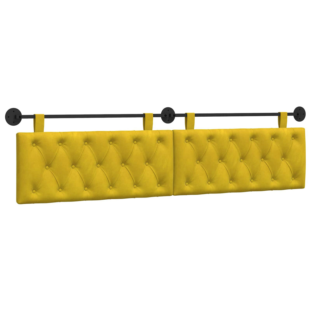 vidaXL Hanging Headboard Yellow Velvet