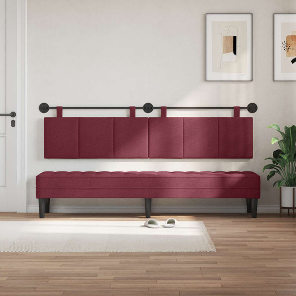 vidaXL Hanging Headboard Wine Red Fabric