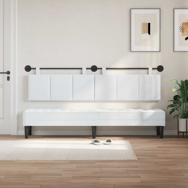 vidaXL Hanging Headboard White Fabric