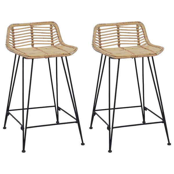 Barhocker 2er Set Rattan Natur