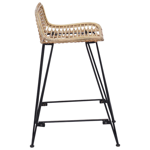 Barhocker 2er Set Rattan Natur
