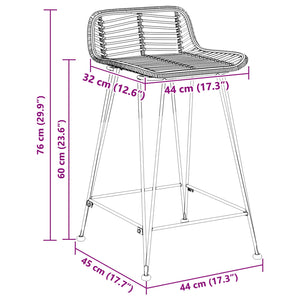 Barhocker 2er Set Rattan Natur
