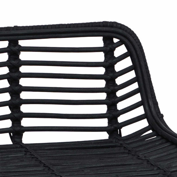 Schwarze Barhocker 2er Set Rattan/Stahl