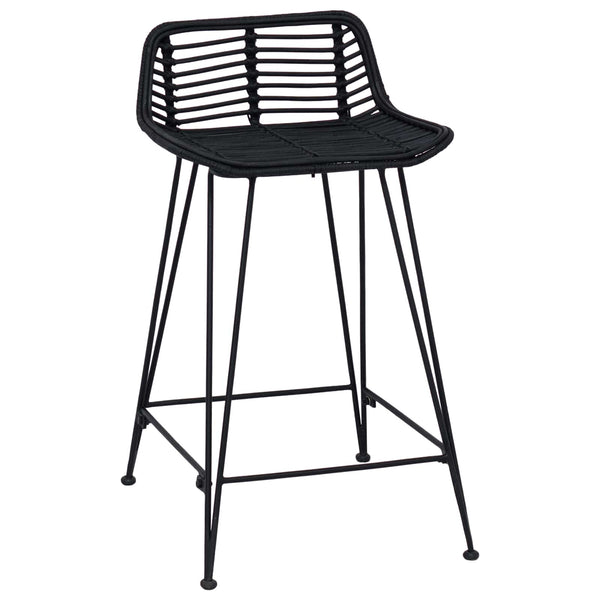 Schwarze Barhocker 2er Set Rattan/Stahl